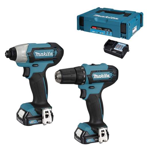 Makita CLX224AJ 12V CXT Drill Driver and Impact Driver Kit with 2 x 2.0Ah Batteries