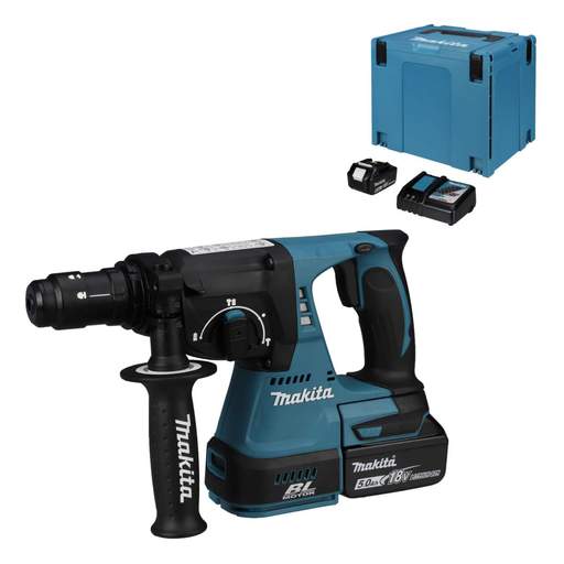 Makita DHR243RTJ 18V SDS+ Rotary Hammer Drill with 2 x 5.0Ah Batteries