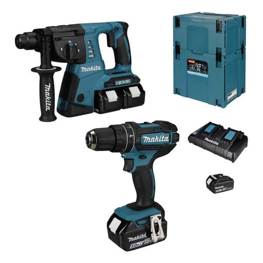 Makita DLX2137PTJ 18V Combi and Rotary Hammer Kit LXT with 4 x 5.0Ah Batteries