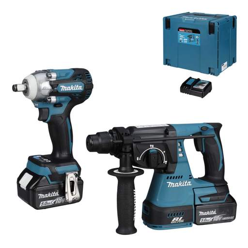 Makita DLX2372TJ 18V LXT™ Rotary Hammer and Impact Wrench Kit with 2 x 5.0Ah Batteries