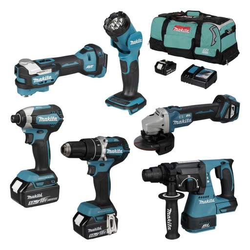 Makita DLX6131TX1 18V 6 Piece Electricians Kit with 3 x 5.0Ah Batteries