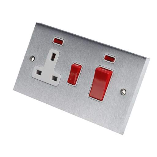 Heritage Brass 45A DP Cooker Unit Switch Socket White Insert Satin ...