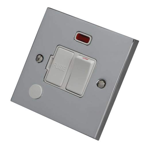 Heritage Brass 13A Switched Fused Spur Neon White Insert Polished Chrome