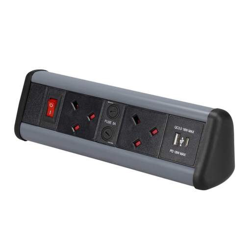 Marshall Tufflex Desktop Module with 2 x 5A Fused Power Sockets / 1 x USB C and 1 x USB A