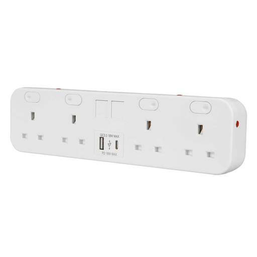 Marshall Tufflex Icon Desktop Module 4 Gang Power Socket / 1 x USB-C / 1 x USB-A White