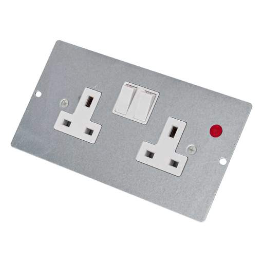 Marshall Tufflex 2 Gang CE Double Switched Socket Plate for 3 Compartment Floor Box
