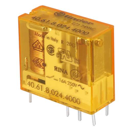 Finder 8 Pin 24V AC 16A 1 Pole Miniature Plug In Relay