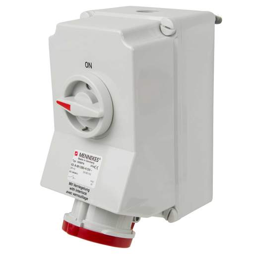 Mennekes 63A 3P+E 415V Interlocked Switched Socket IP44