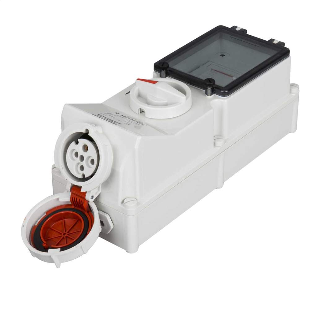 Mennekes 32A 3P+ E 415V Interlocked Switched RCD Protected Socket