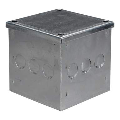 Metpro 100mm x 100mm x 100mm Galvanised Adaptable Box with Knockouts ...