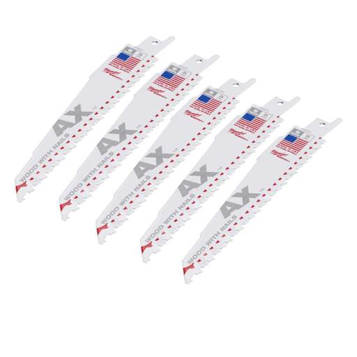 Milwaukee 150mm 5TPi AX Wood with Nails Demolition Saw Blade (Pack of 5)
