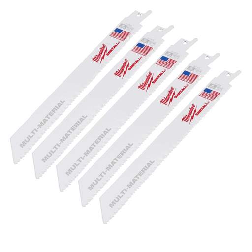 Milwaukee 200mm 10/14TPi Sawzall Multi-Material Blades (Pack of 5)