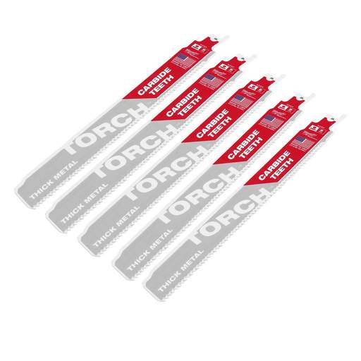 Milwaukee 230mm 8TPi Sawzall Torch Carbide Metal Blade (Pack of 5)