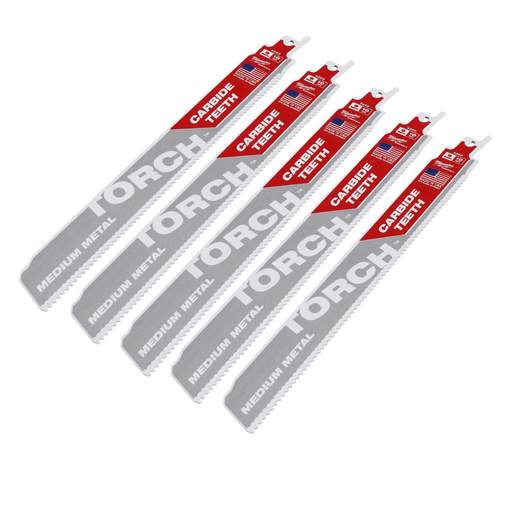 Milwaukee 230mm 10TPi Sawzall Torch Carbide Metal Blade (Pack of 5)