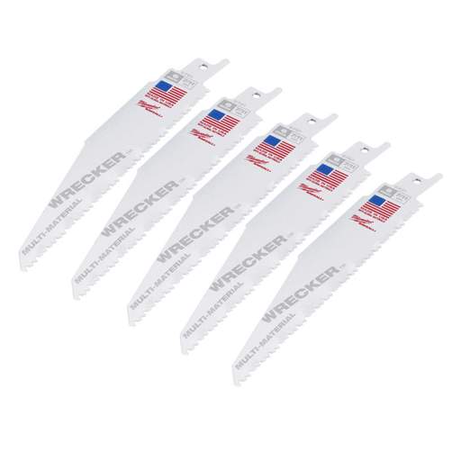 Milwaukee 150mm 7/11TPi Sawzall Multi Material Wrecker Saw Blade (Pack of 5)
