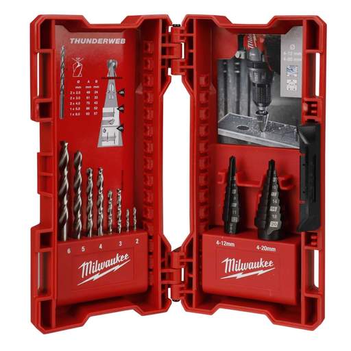 Milwaukee 10 Piece Step Drill and Thunderweb Bit Set