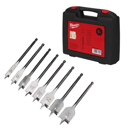 Milwaukee 8 Piece Flat Boring Wood Drill Bit Set