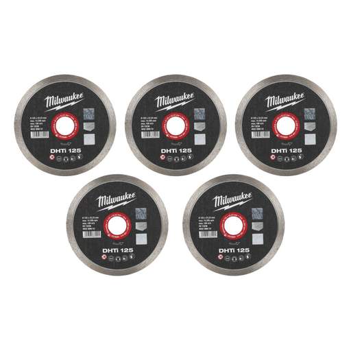 Milwaukee 125mm DHTi Diamond Turbo Rim Cutting Disc (Pack of 5)