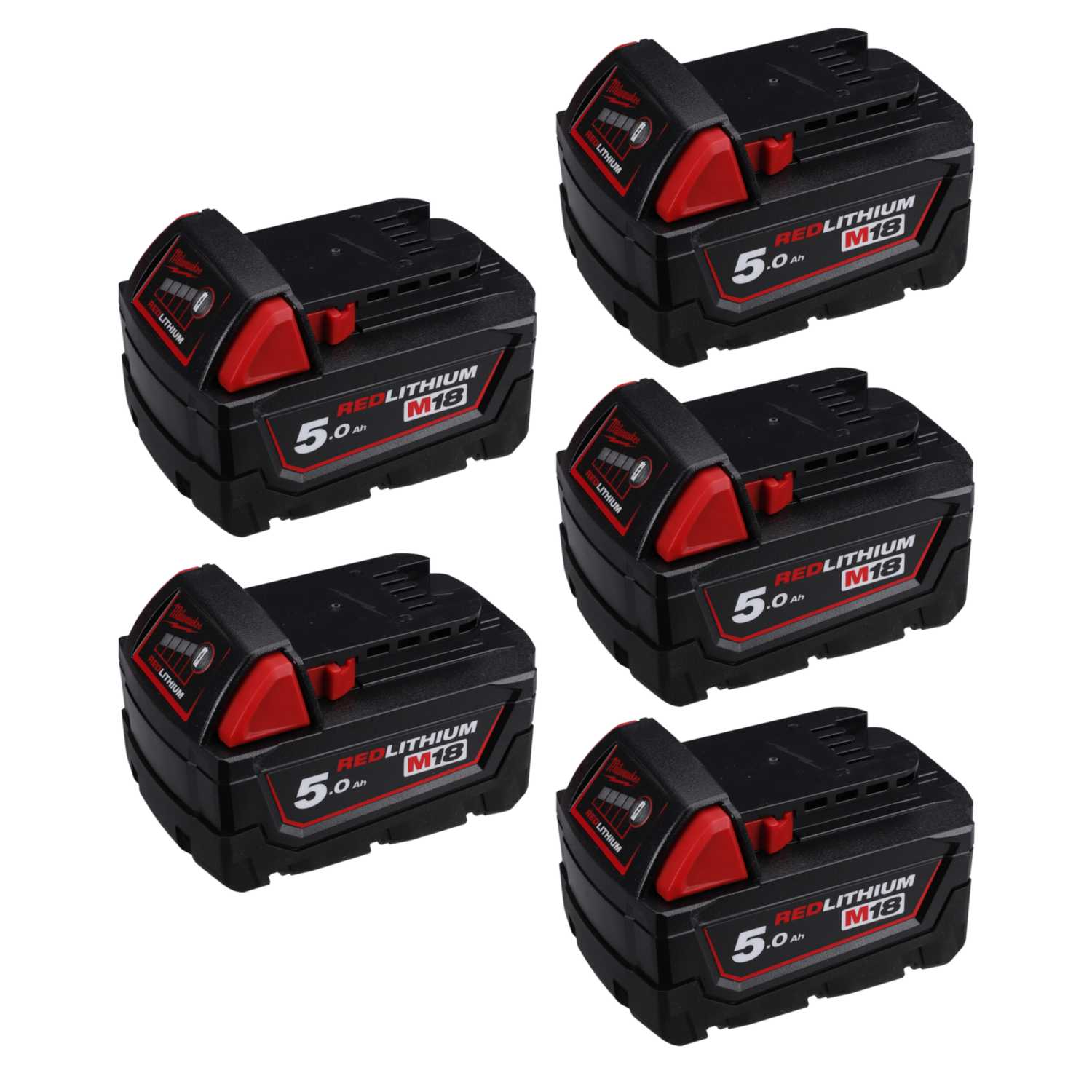 Milwaukee M18B5 18V Red Lithium-Ion Battery (Pack of