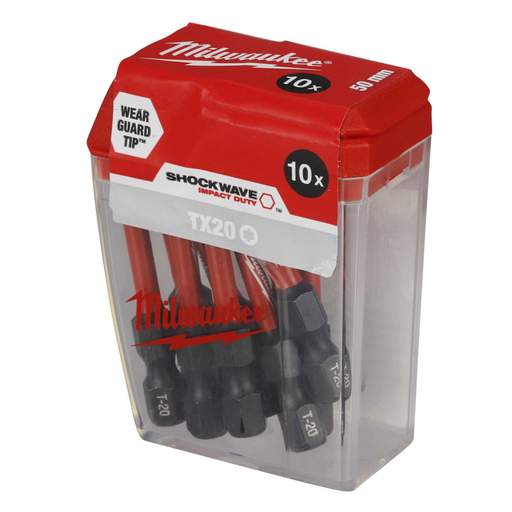Milwaukee SHOCKWAVE™ CD Tic Tac TX20 x 50mm Impact Duty Screwdriver Bit (Pack of 10)