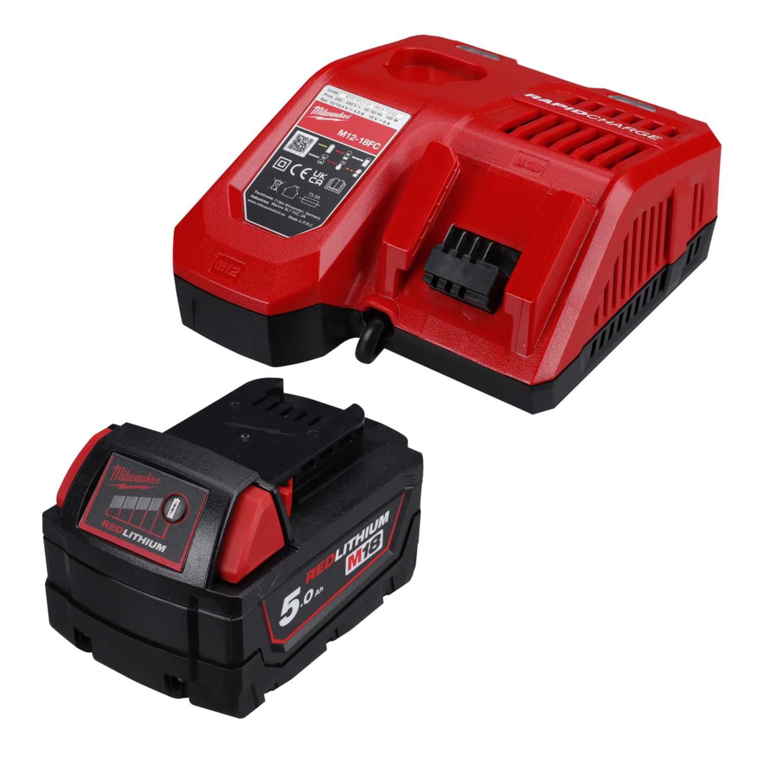 Milwaukee M18NRG501 Battery and M12 M18 Fast Charger Pack
