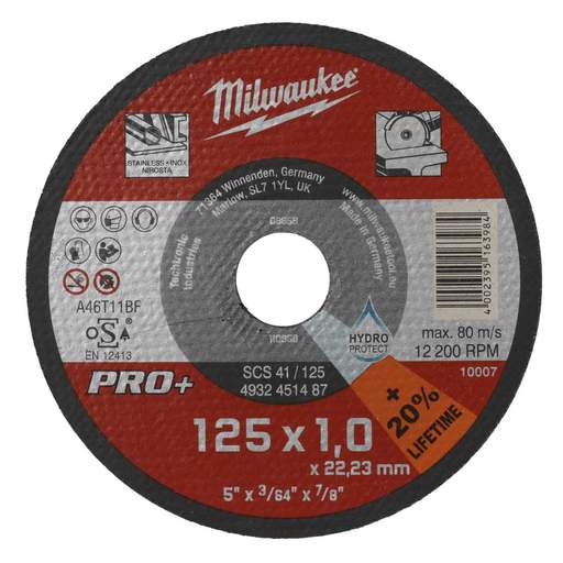 Milwaukee Thin Metal Cutting Discs Pro+ 125 x 1 x 22.23mm (Pack of 25)