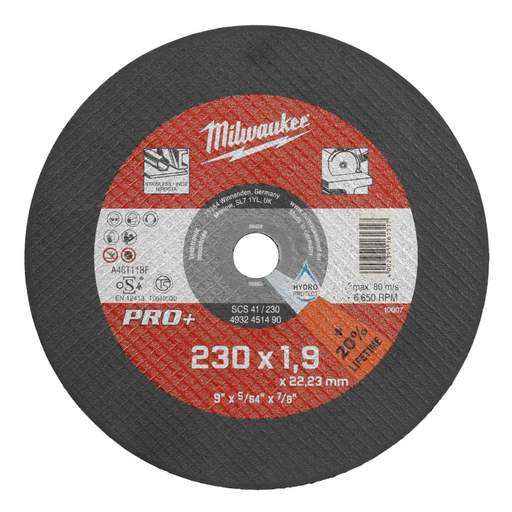 Milwaukee Thin Metal Cutting Discs Pro+ 230 x 1.9 x 22mm (Sold in 1's)