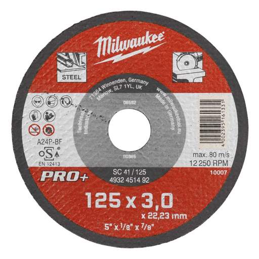 Milwaukee Metal Cutting Disc Pro+ 125 x 3 x 22mm