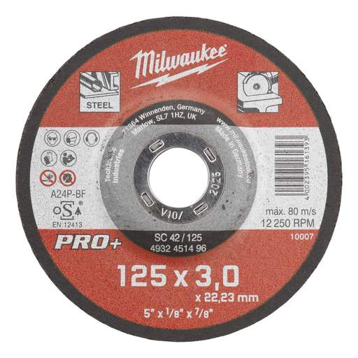 Milwaukee Metal Cutting Discs Pro+ 125 x 3 x 22mm (Sold in 1's)
