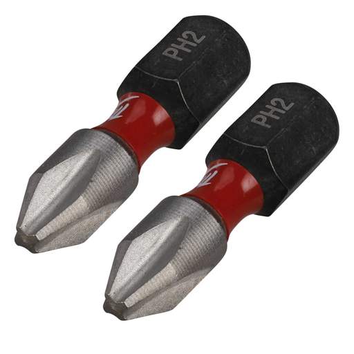 Milwaukee SHOCKWAVE™ PH2 x 25mm Impact Duty Screwdriver Bit (Pack of 2)