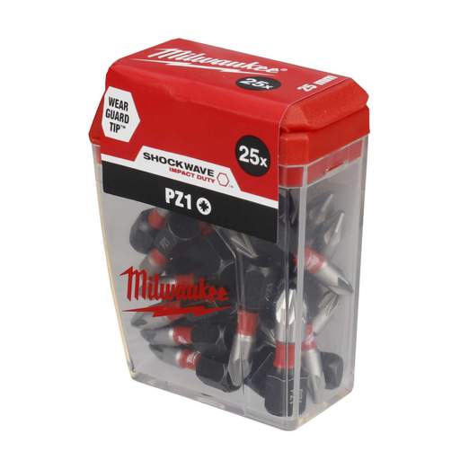 Milwaukee 25mm Shockwave PZ1 CD Tic Tac Screwdriver Bits (Pack of 25 ...