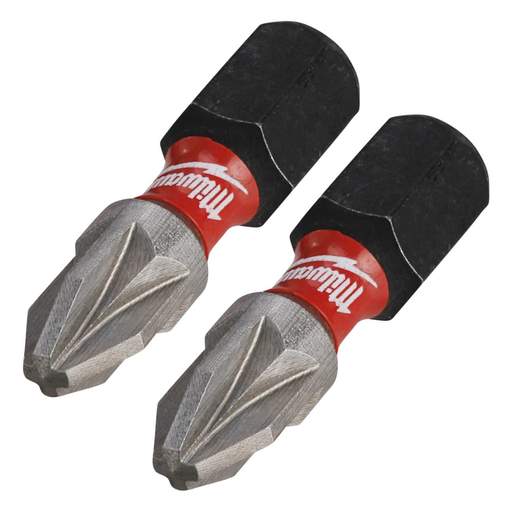 Milwaukee SHOCKWAVE™ PZ2 x 25mm Impact Duty Screwdriver Bit (Pack of 2)