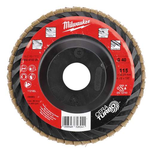Milwaukee 115mm 40G Cera Turbo Flap Disc