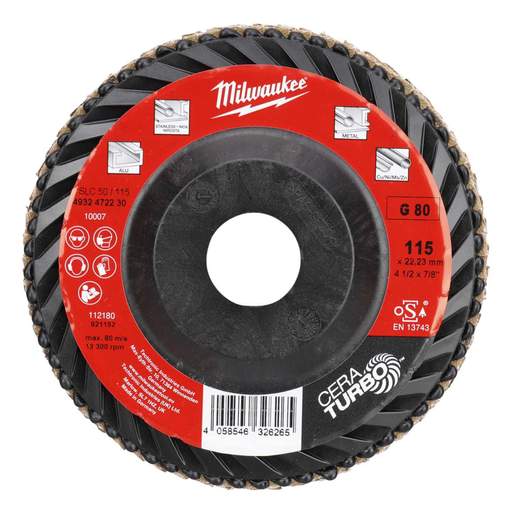 Milwaukee 115mm 80G Cera Turbo Flap Disc