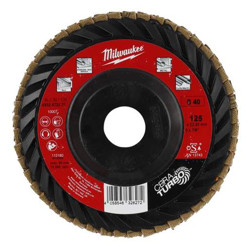 Milwaukee 125mm 40G Cera Turbo Flap Disc