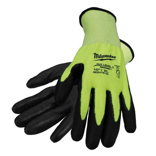 Milwaukee Size 10/XL High-Vis Cut  Level 3 Dipped Gloves