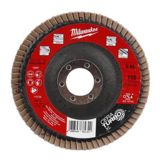 Milwaukee 115mm 80G Cera Turbo XL Flap Disc