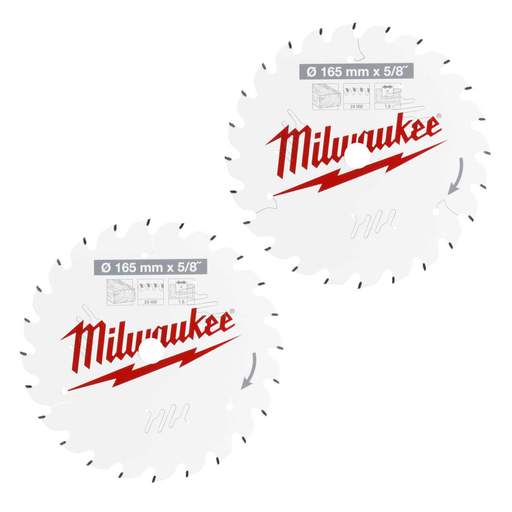 Milwaukee 165mm Wood Circular Saw Blade (Pack of 2)