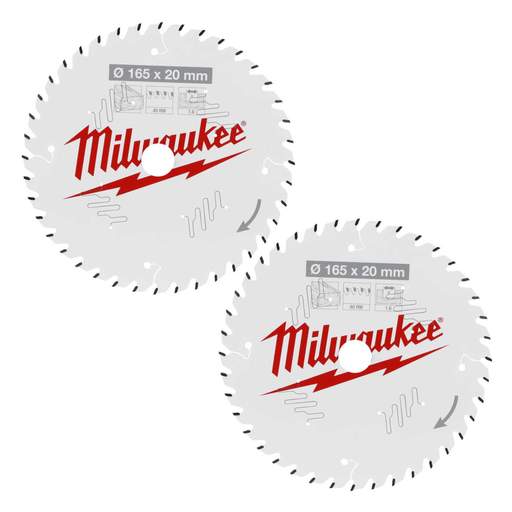 Milwaukee 165mm Wood Circular Saw Blade (Pack of 2)