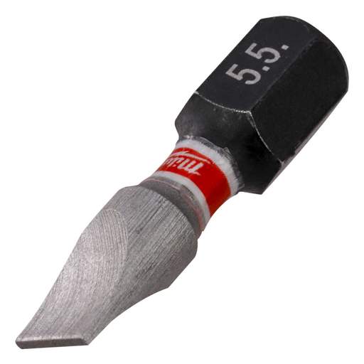 Milwaukee SHOCKWAVE™ SL08 x 5.5 x 25mm Impact Duty Slotted Screwdriver Bit (Pack of 3)