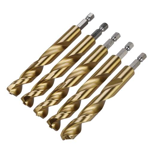 Milwaukee SHOCKWAVE™ 12mm Red Hex HSS Titanium Nitride Drill Bit (Pack of 5)