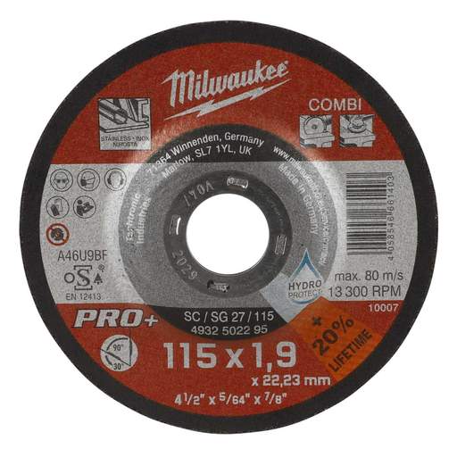 Milwaukee 115mm PRO+ Cutting and Grinding Discs (Sold Individually)
