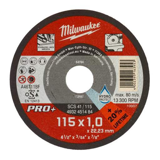 Milwaukee Thin Metal Cutting Discs 115 x 1 x 22mm (Sold in 1's)