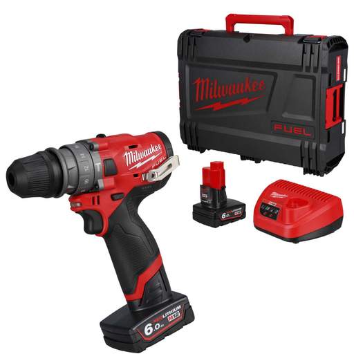 Milwaukee M12FPDXKIT-602X 12V FUEL™ Sub Compact Percussion Drill with 2 x 6.0Ah Batteries