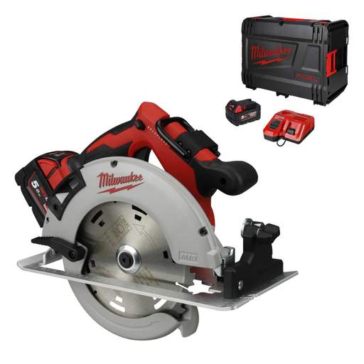 Milwaukee M18BLCS66-502X 18V Brushless Circular Saw with 2 x 5.0Ah Batteries