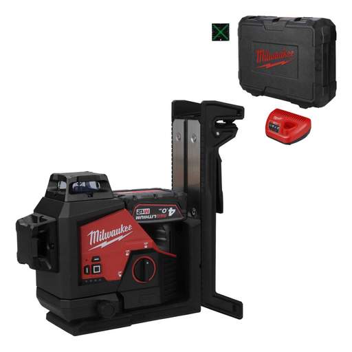 Milwaukee M123PL-401C 12V Green 360° 3 Plane Laser with 1 x 4.0Ah Battery