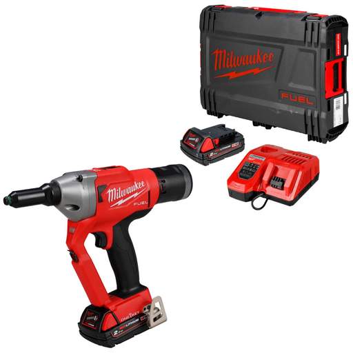 Milwaukee M18ONEFPRT-202X 18V FUEL™ ONE-KEY™ Rivet Tool with 2 x 2.0Ah Batteries