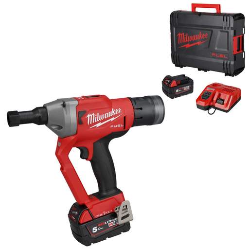 Milwaukee M18ONEFLT-502X 18V FUEL™ Lockbolt Tool with ONE-KEY™ with 2 x 5.0Ah Batteries