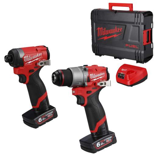 Milwaukee M12FPP2A2-602X 12V FUEL™ Impact Driver and Percussion Drill Twin Pack