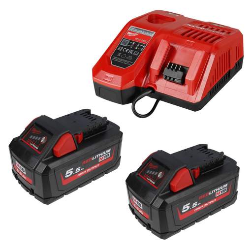 Milwaukee M18HNRG-552 2 x High Output 5.5Ah Batteries and Charger Kit